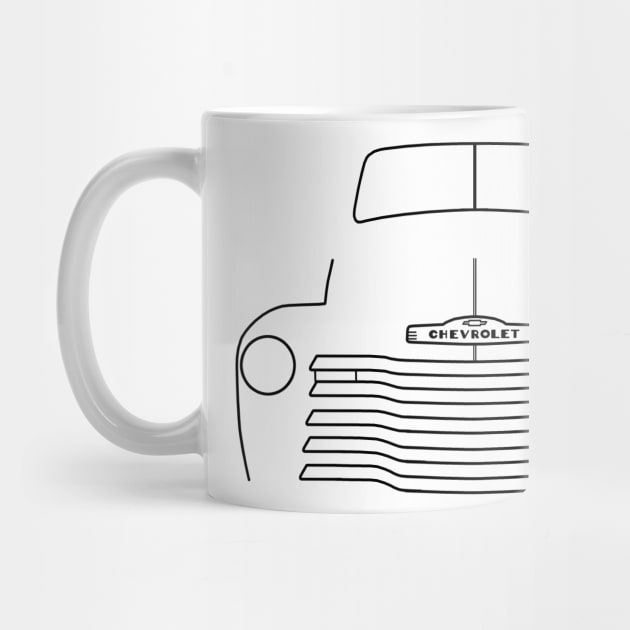 1949 Chevy 3100 stepside classic pickup truck outline graphic (black) by soitwouldseem